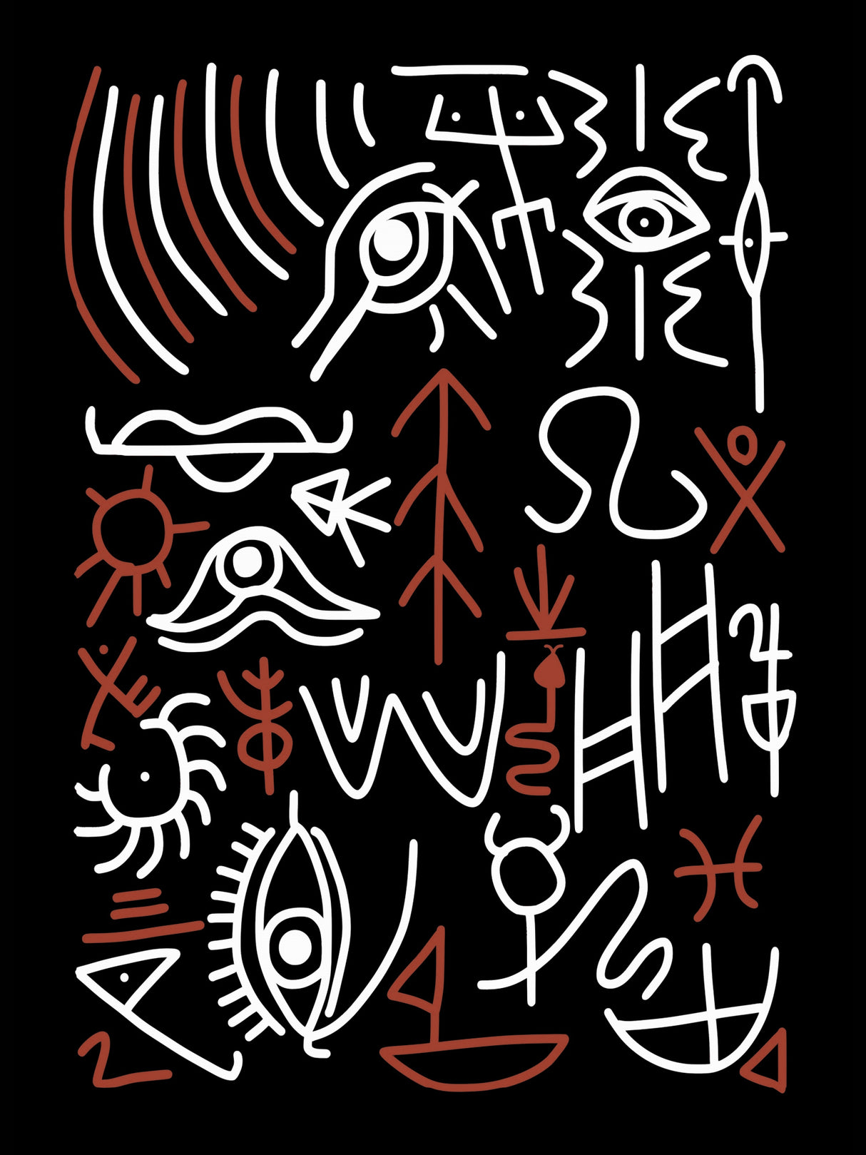 Line Art Bizarre Cave Symbol Poster och Canvastavla