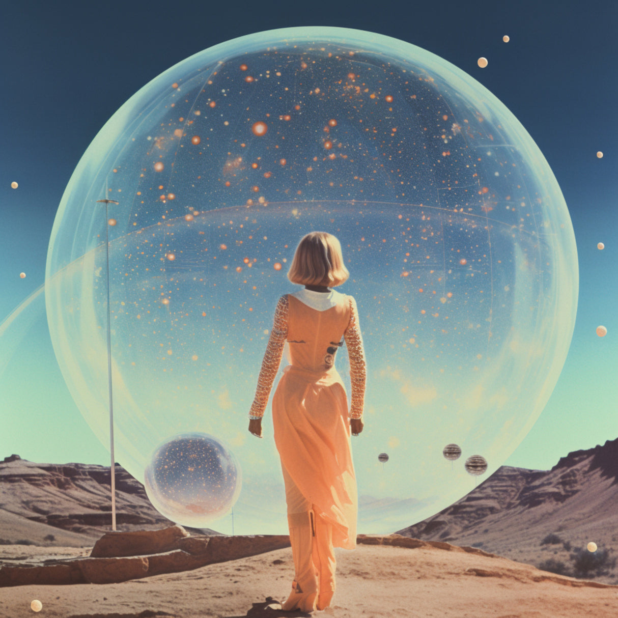 Vintage Space Collage Orb Art Poster och Canvastavla