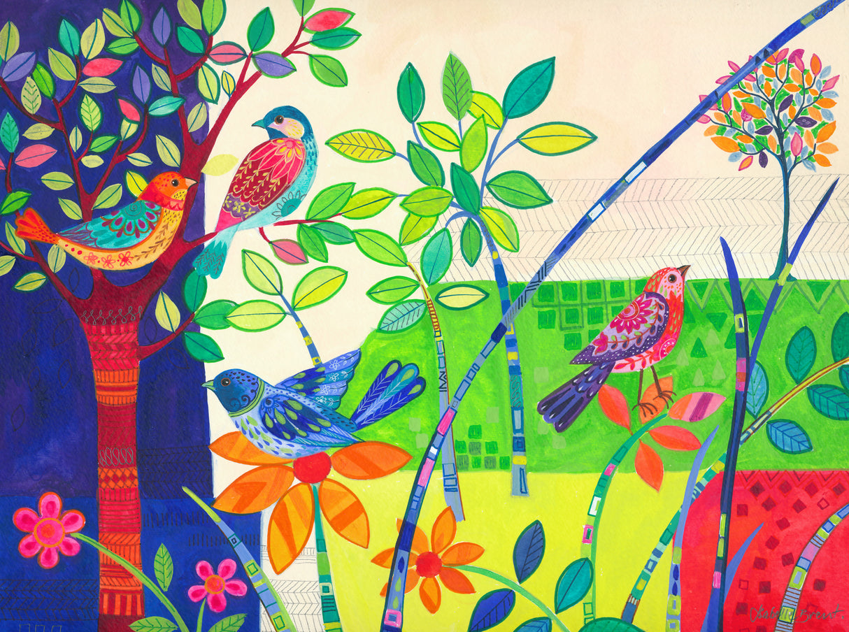 Birds, Flowers and Patterns Poster och Canvastavla