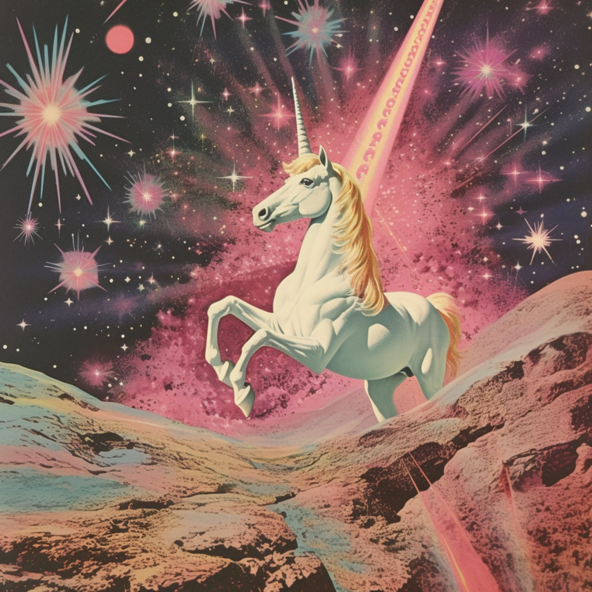 Magic Unicorn Collage Art Poster och Canvastavla