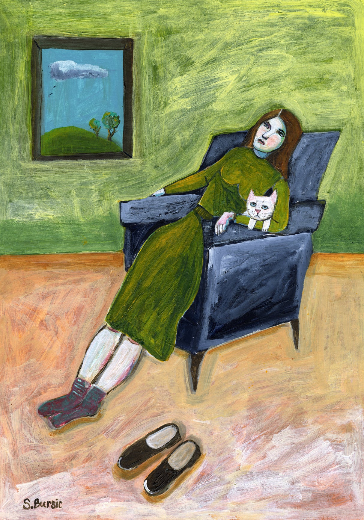 Lady with Cat Poster och Canvastavla