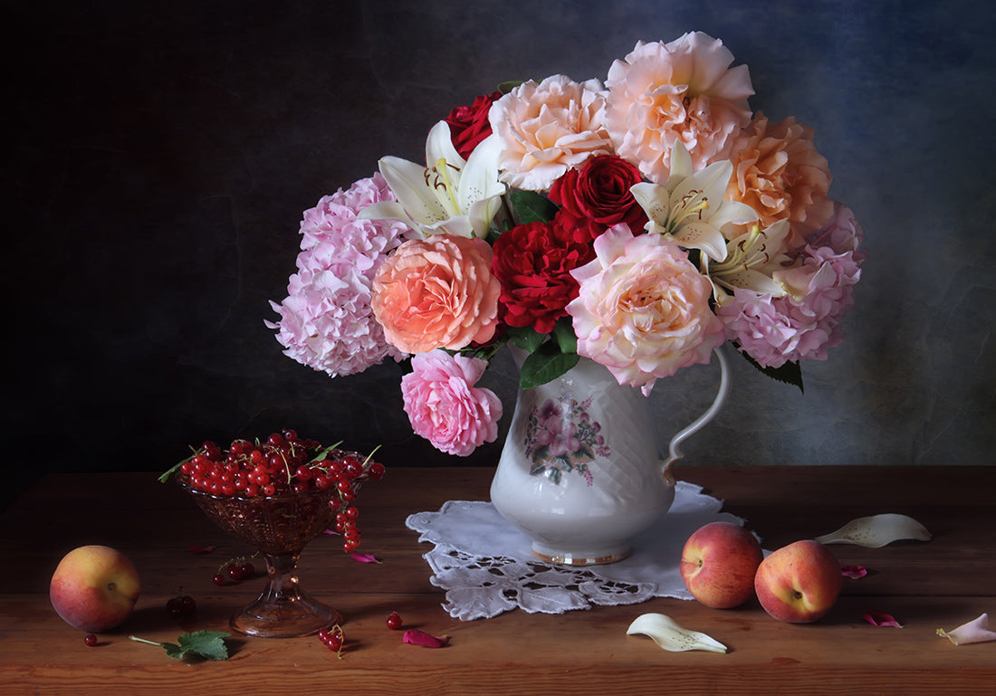 Still life with roses and berries Poster och Canvastavla