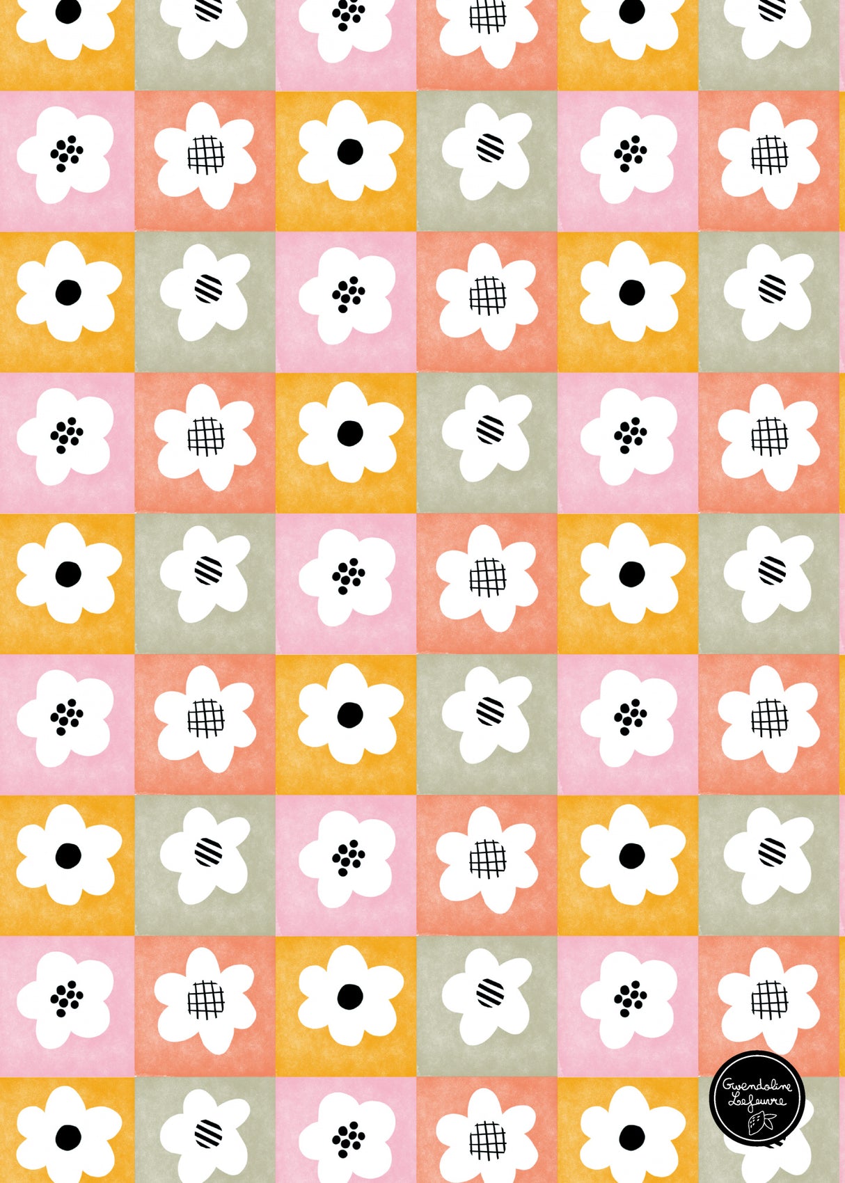 Flowers Patches Poster och Canvastavla