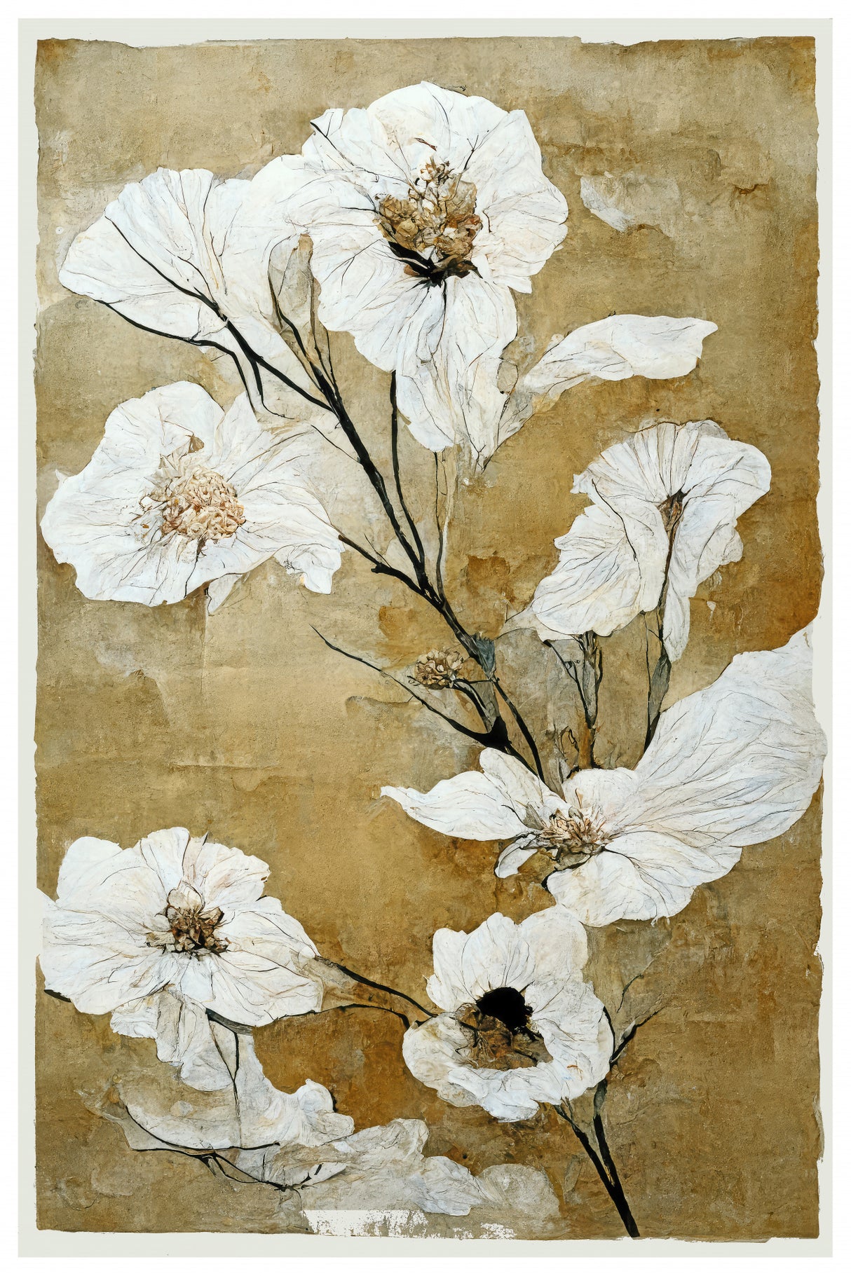 White Dry Flowers Poster och Canvastavla