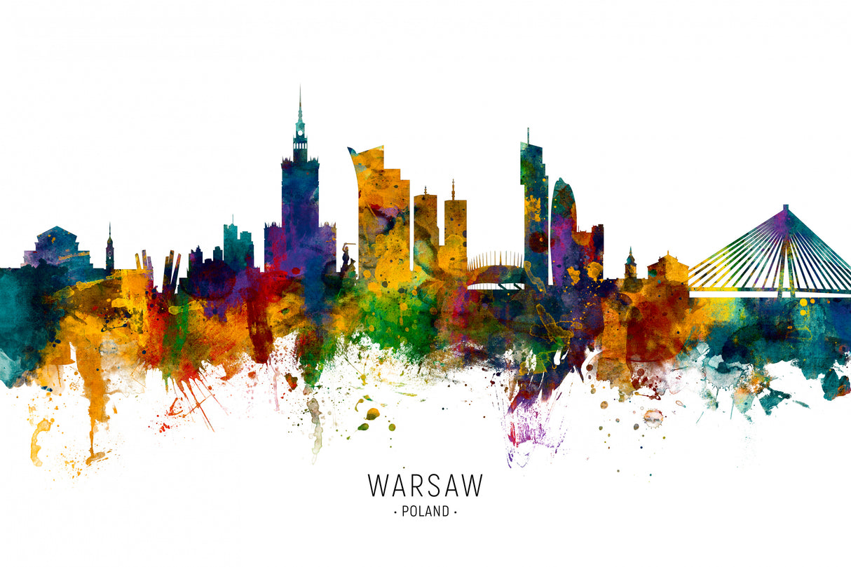 Warsaw Poland Skyline Poster och Canvastavla