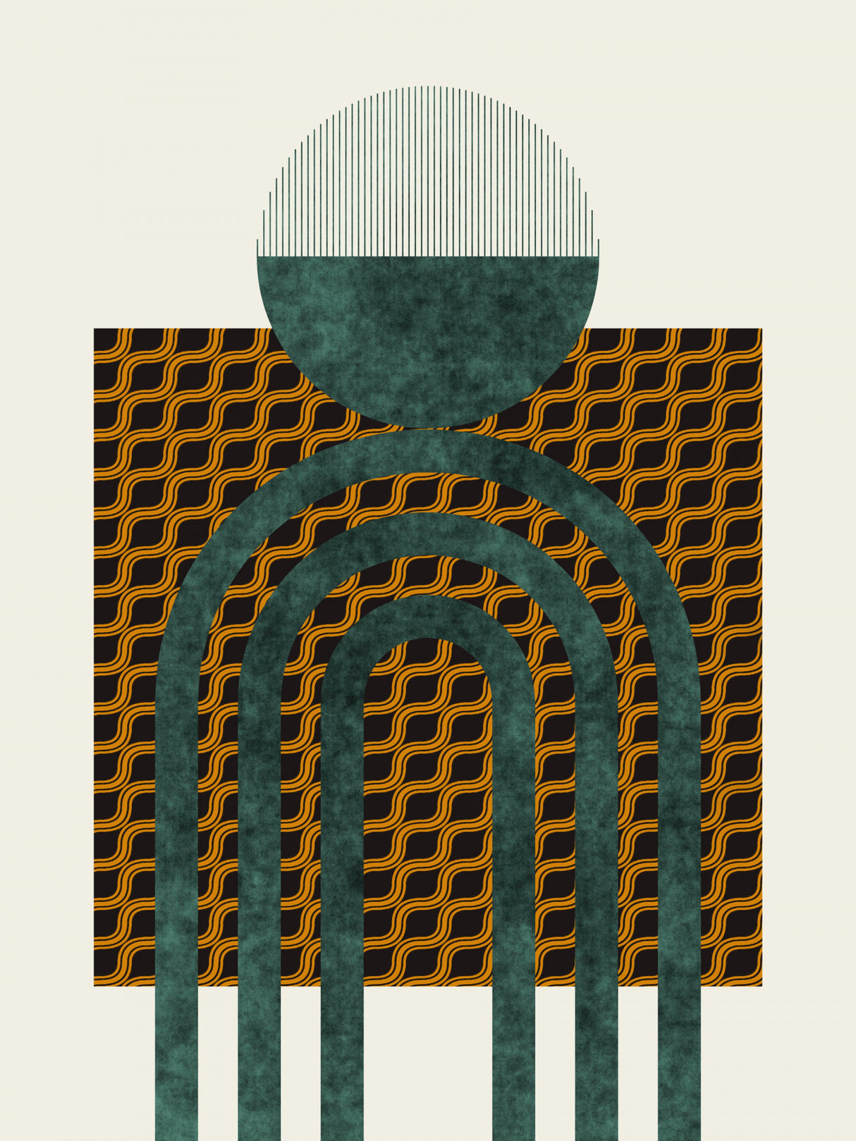 Textured Mid Century Composition 5 Poster och Canvastavla