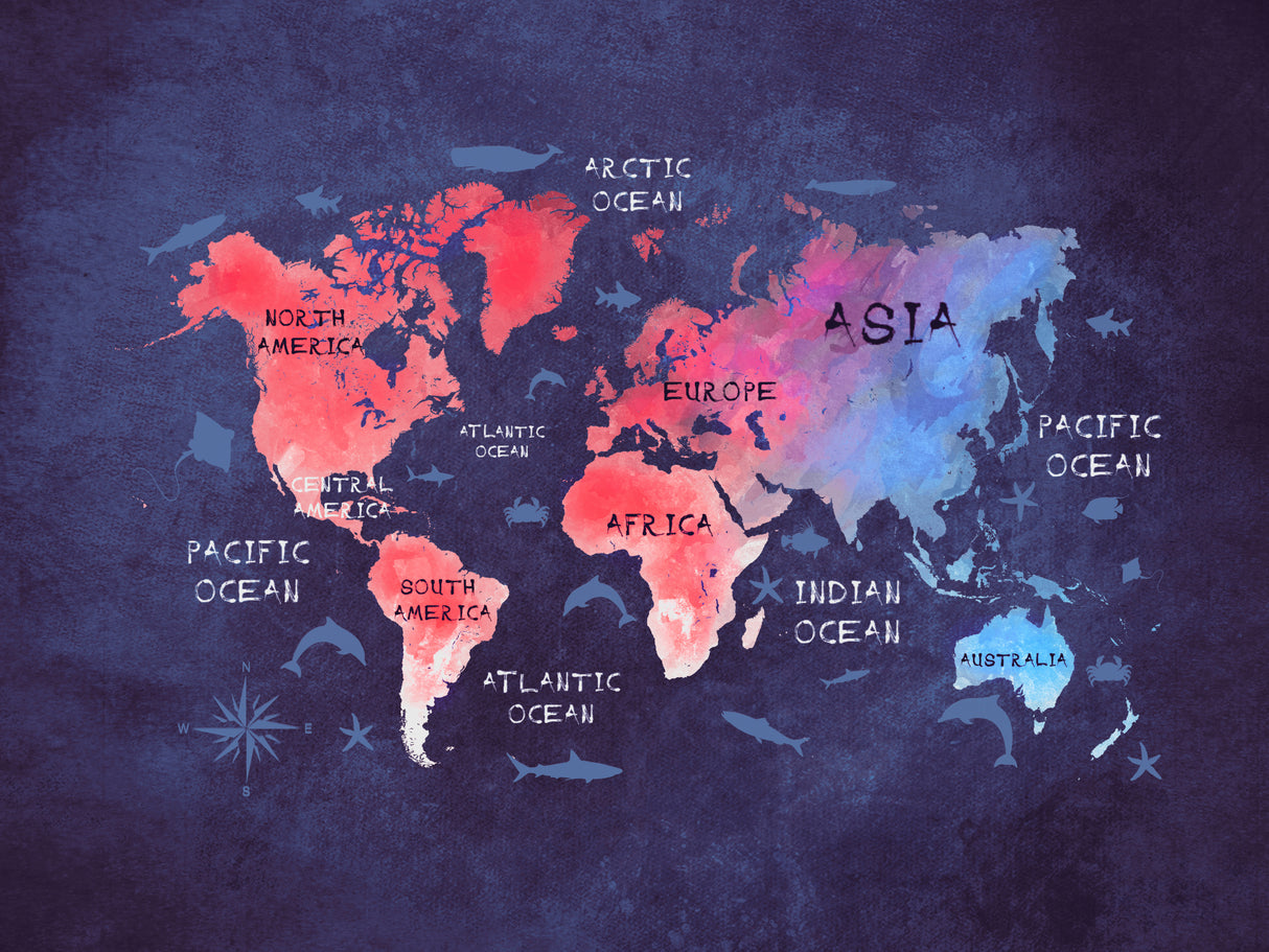 World map 18 Poster och Canvastavla