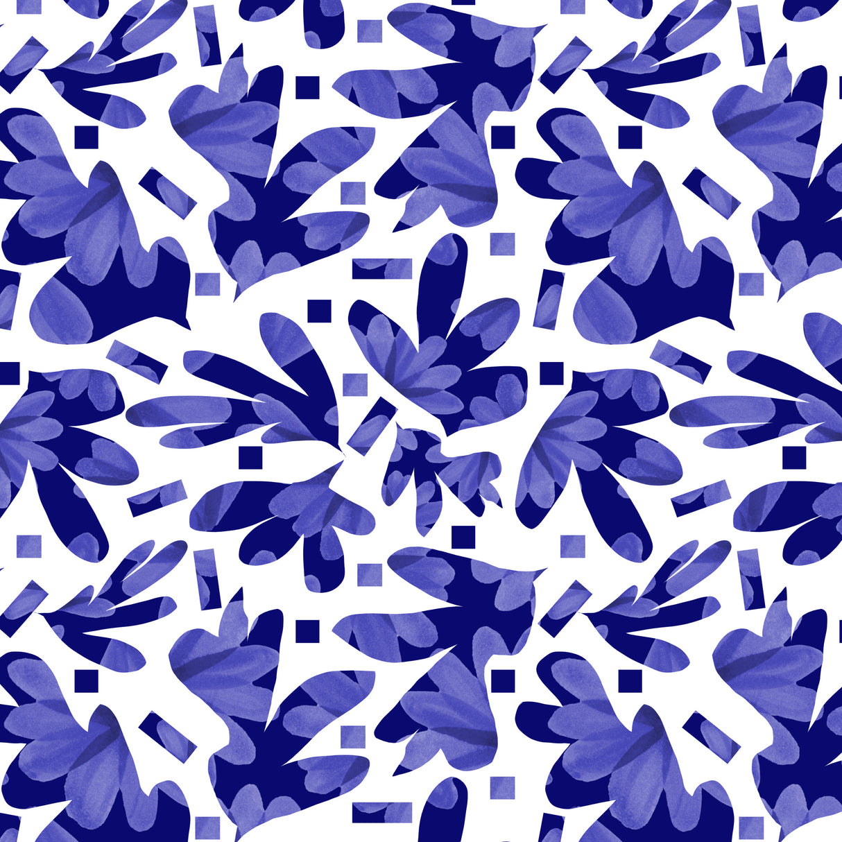 Blue Florals Galore Abstract Cutouts Poster och Canvastavla