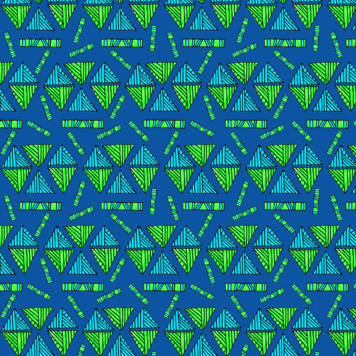 Tribal Triangles Shapes Turquoise Lime Poster och Canvastavla