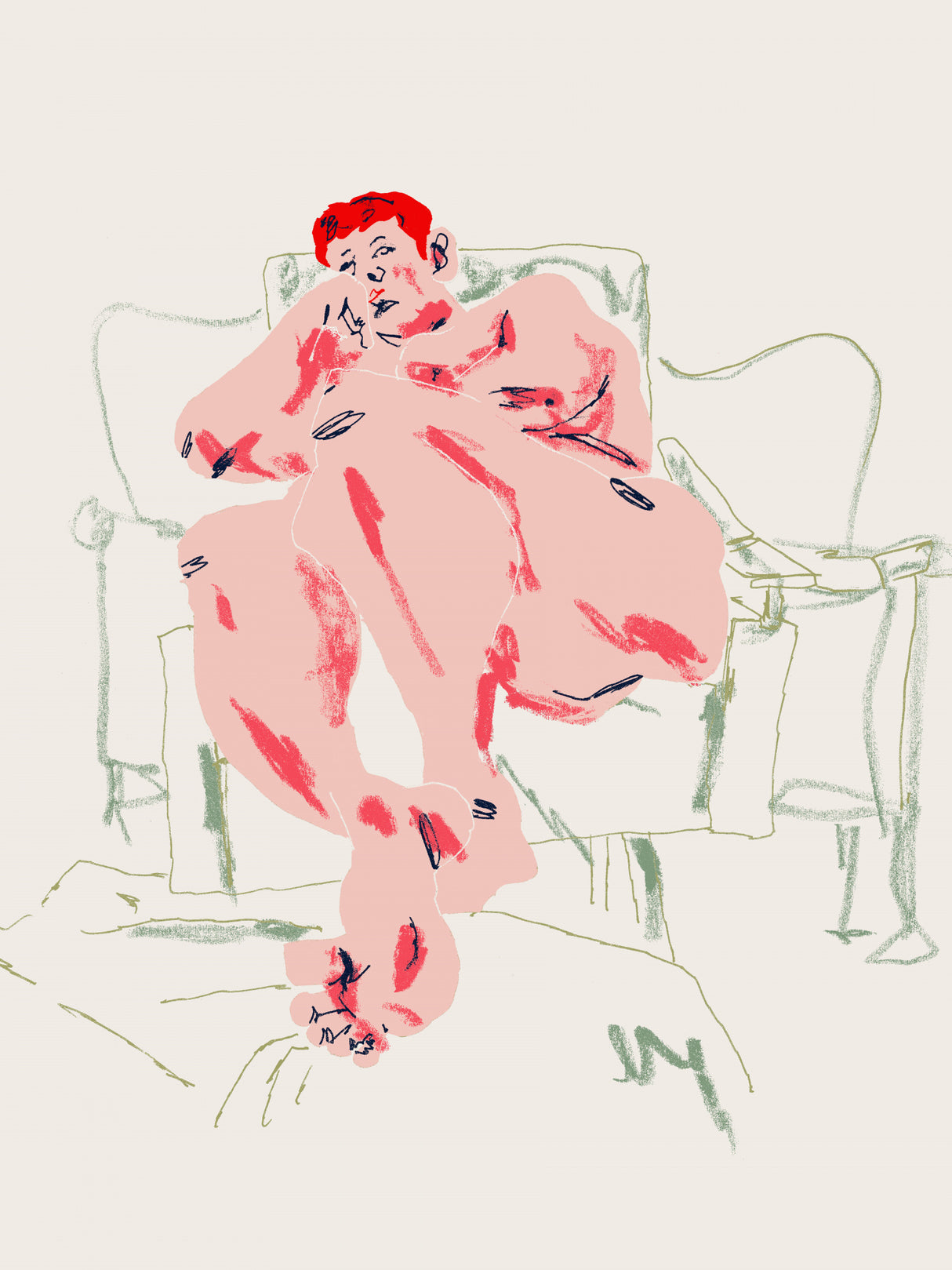 Model Resting In A Chair Poster och Canvastavla