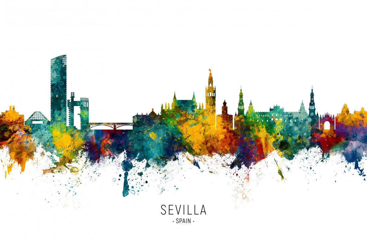 Sevilla Spain Skyline Poster och Canvastavla