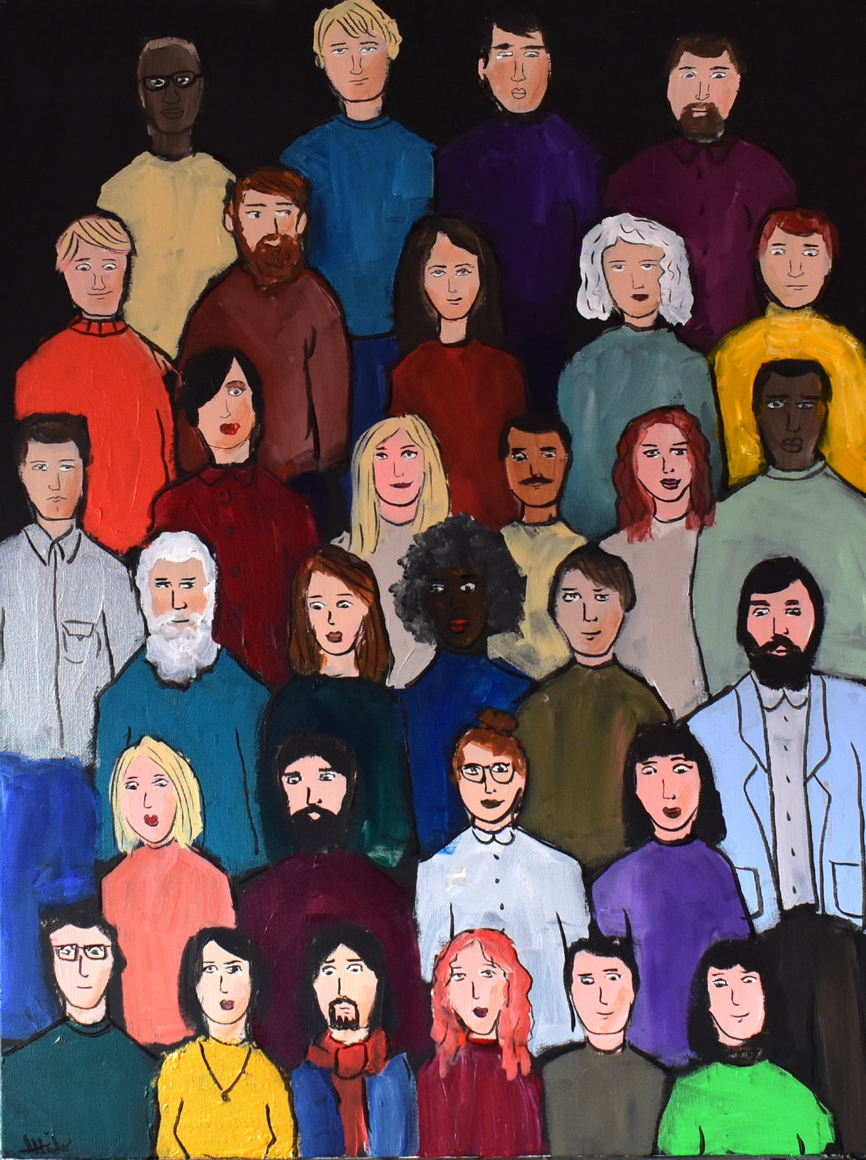 Crowd of Facess Poster och Canvastavla