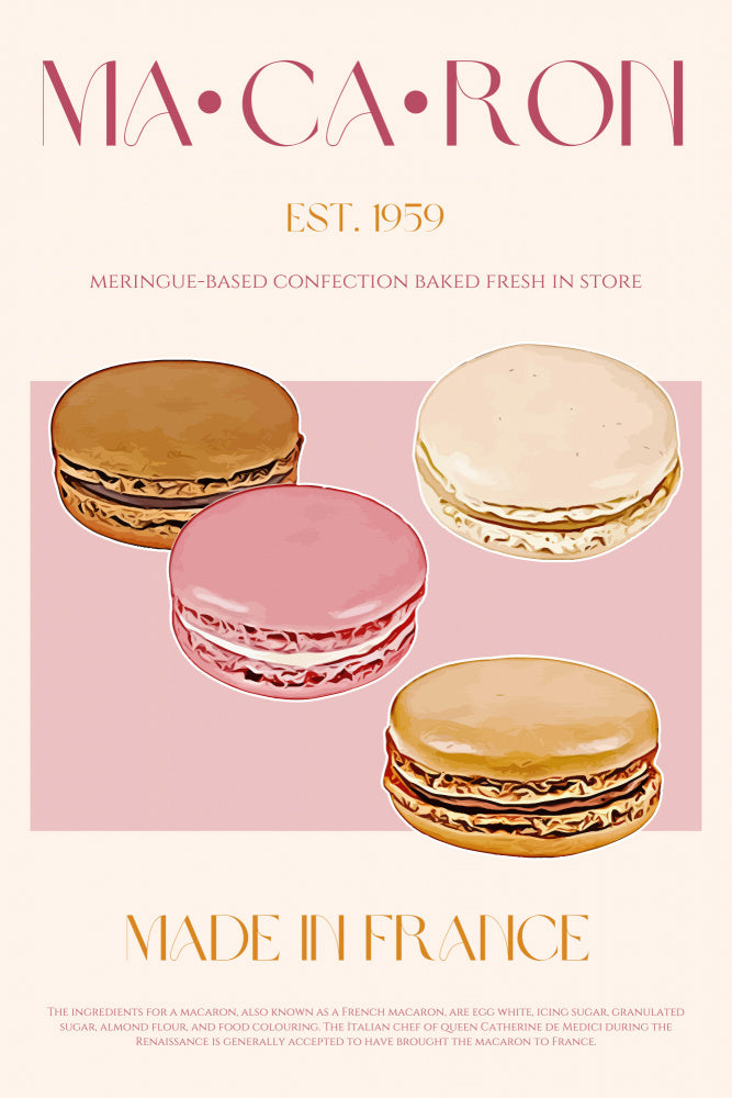 Macaron Print Poster Kitchen poster eller kökstavla