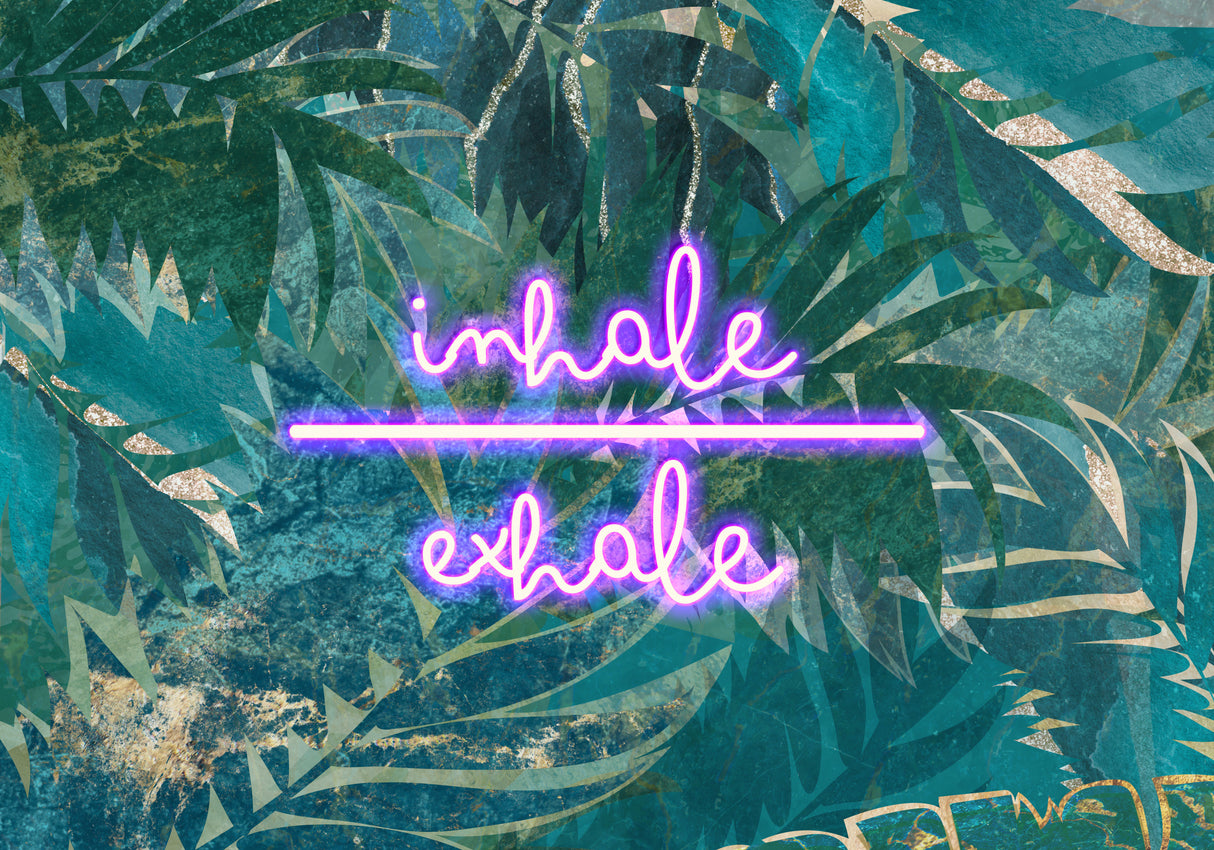 Inhale Exhale neon jungle landscape Poster och Canvastavla