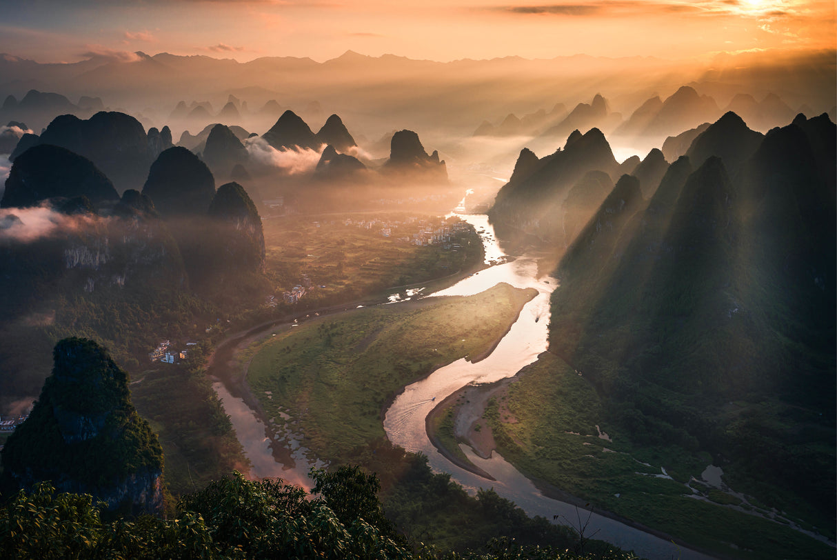 Li River Karst Scenery Poster och Canvastavla