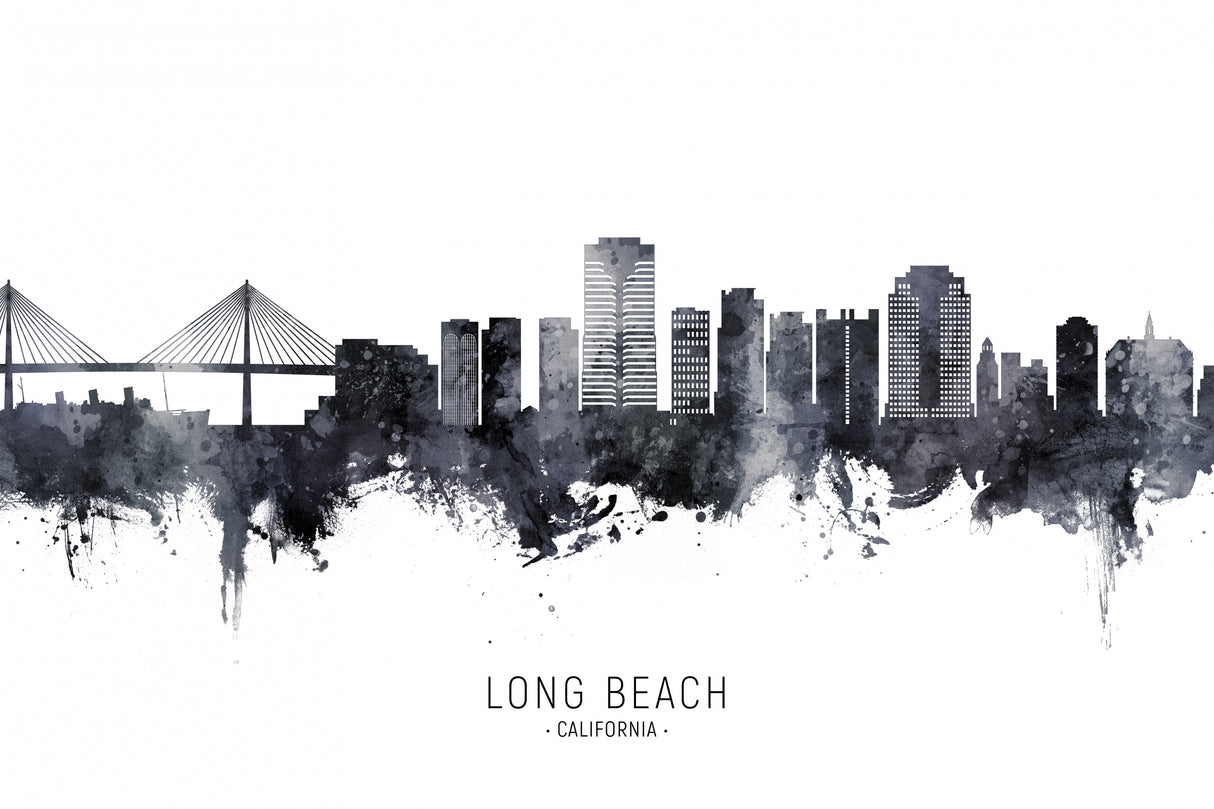Long Beach California Skyline Poster och Canvastavla