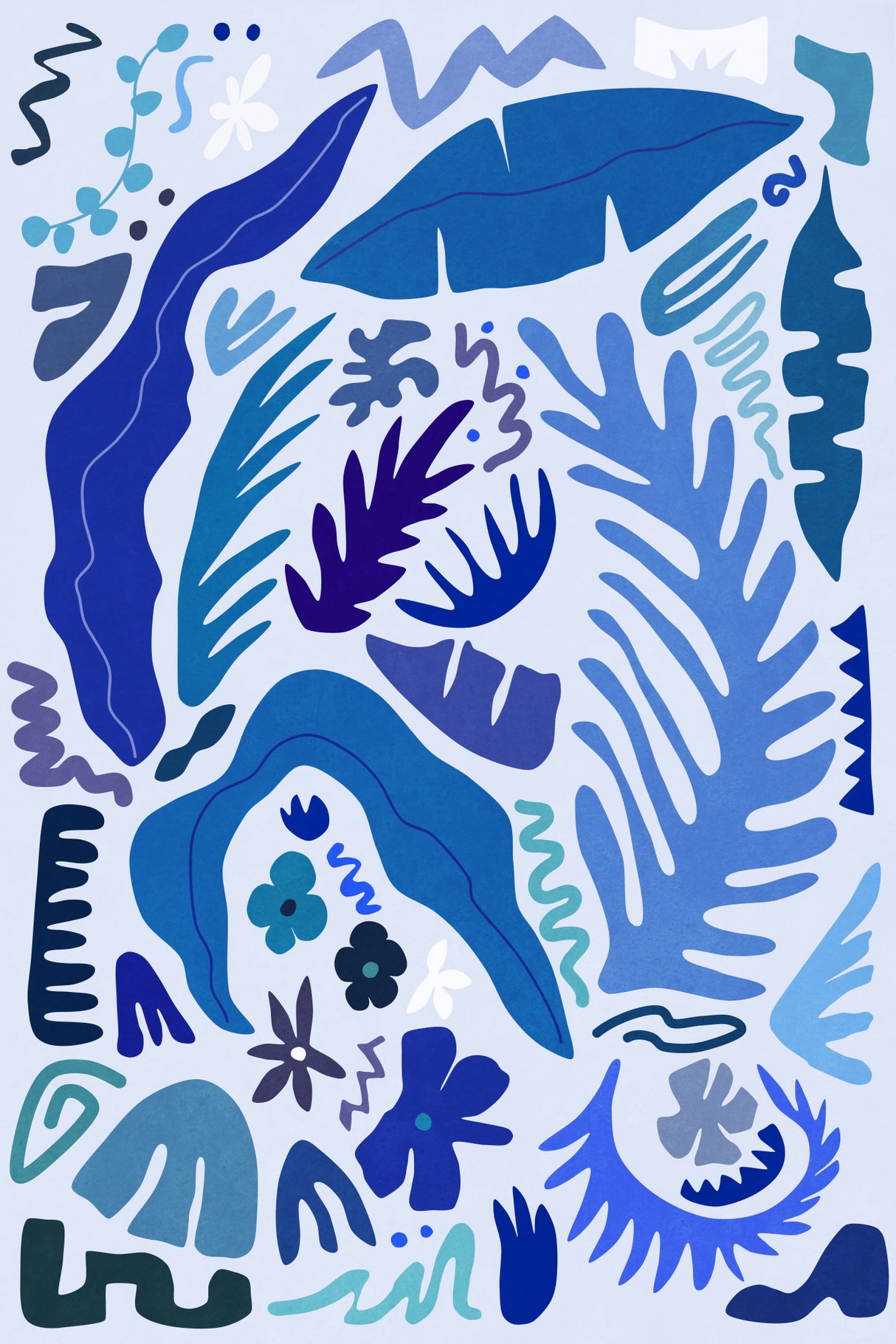 Blue Garden Colors and Shapes Poster och Canvastavla