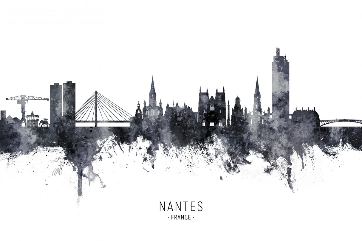 Nantes France Skyline Poster och Canvastavla