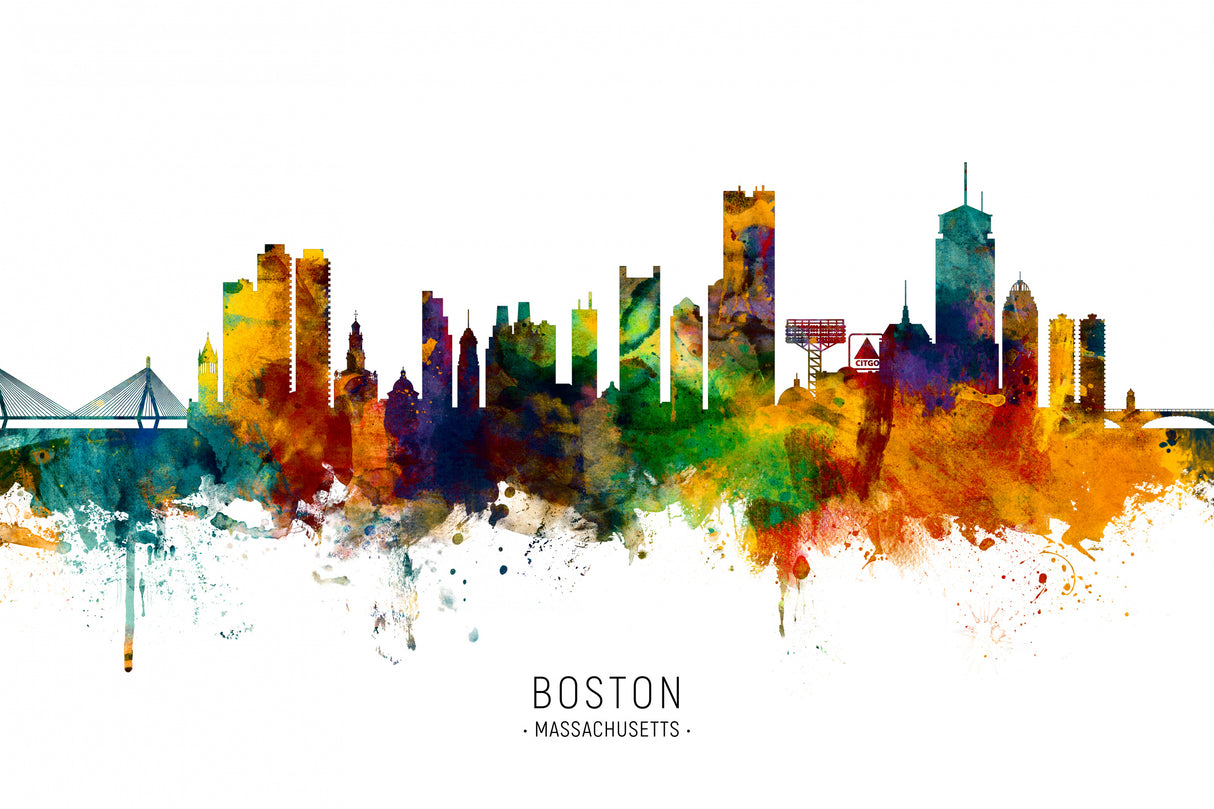 Boston Massachusetts Skyline Poster och Canvastavla