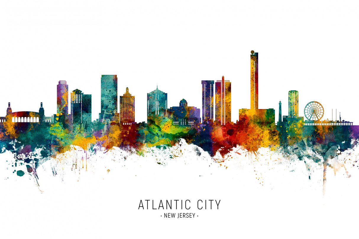 Atlantic City New Jersey Skyline Poster och Canvastavla