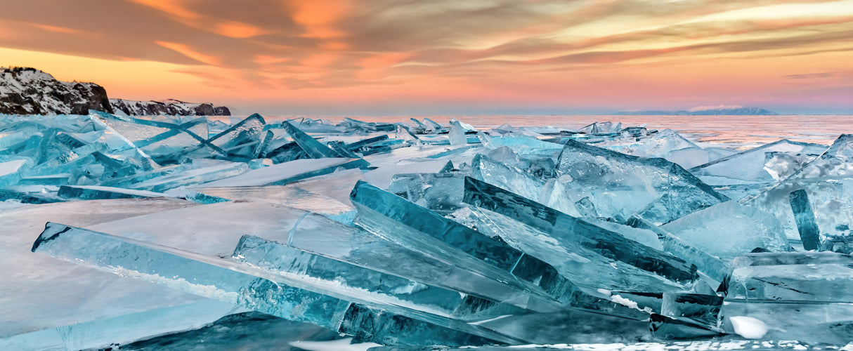 Baikal ice on sunset Poster och Canvastavla