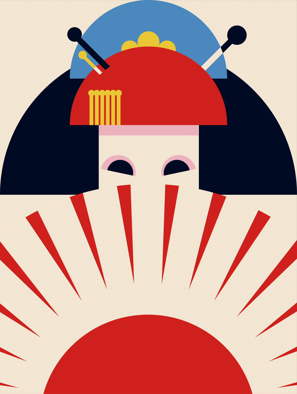 Geisha Girl Retro Minimalist Design Poster och Canvastavla