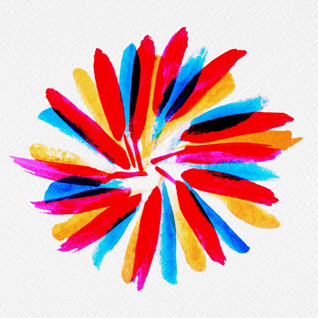 Flower Twirl Blue Green Red Yellow Poster och Canvastavla