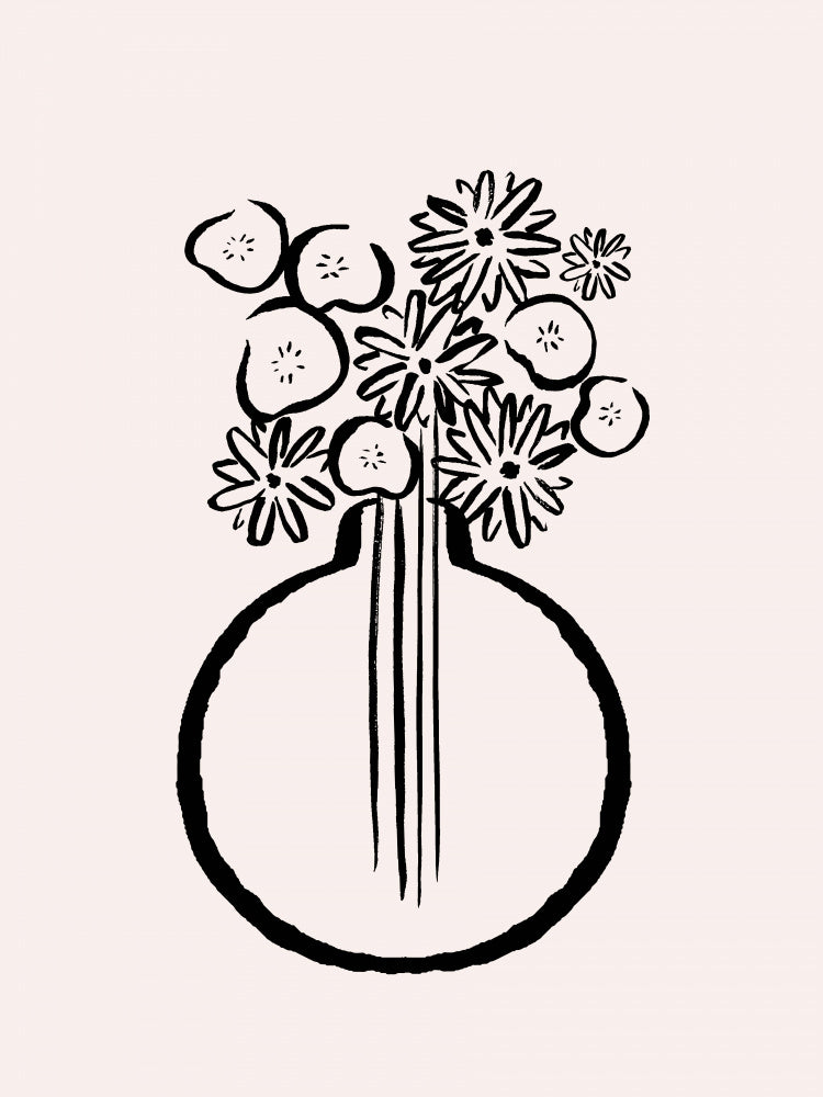 Monochrome Flowers In Vase Vas och keramikposter