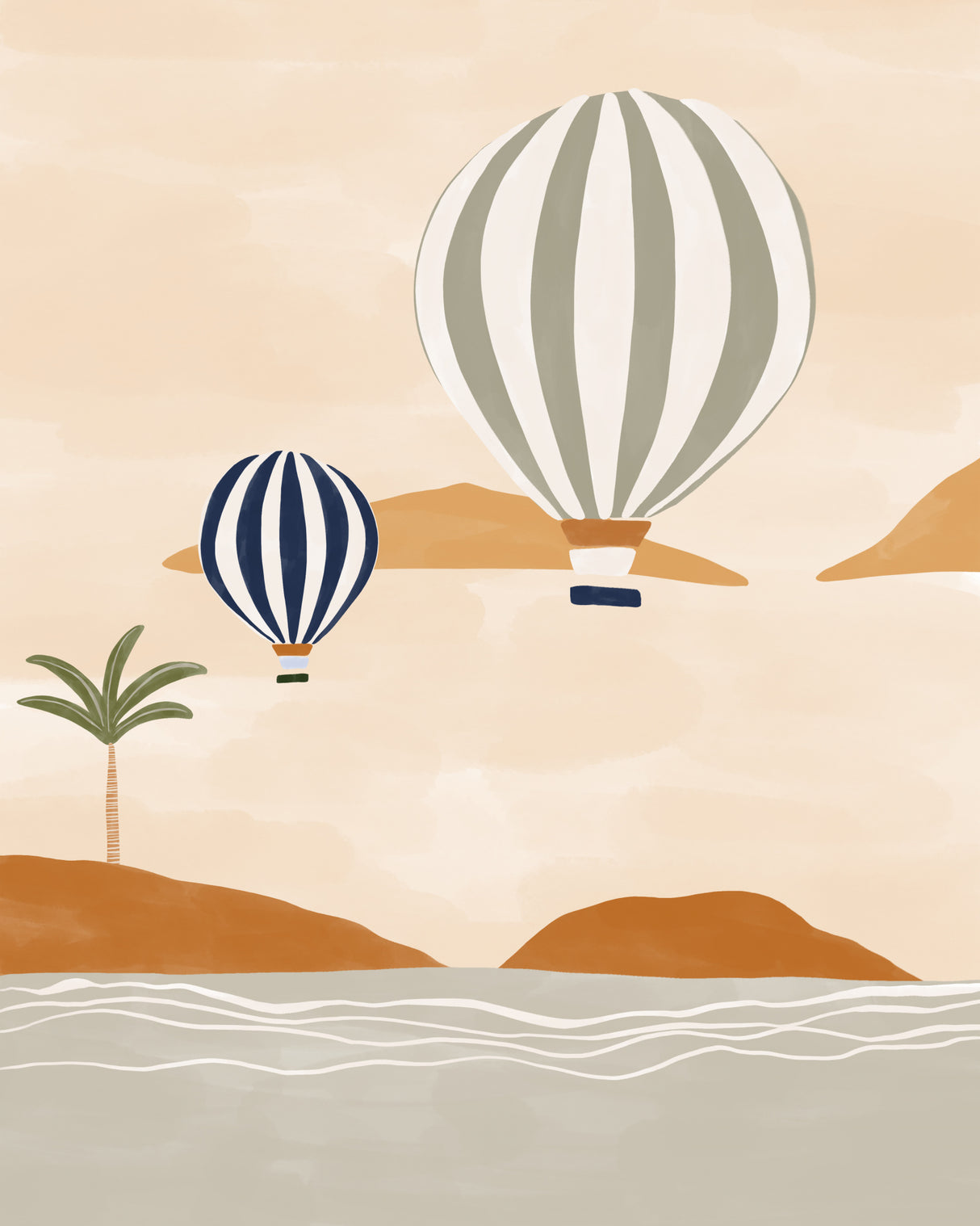 Airballoons In Dessert Poster och Canvastavla