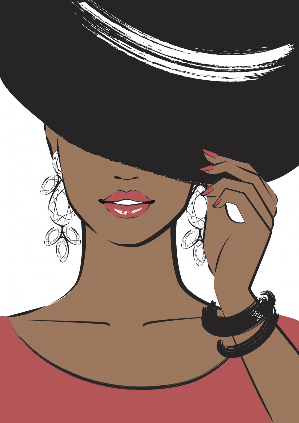 Hat Girl Dark Poster och Canvastavla