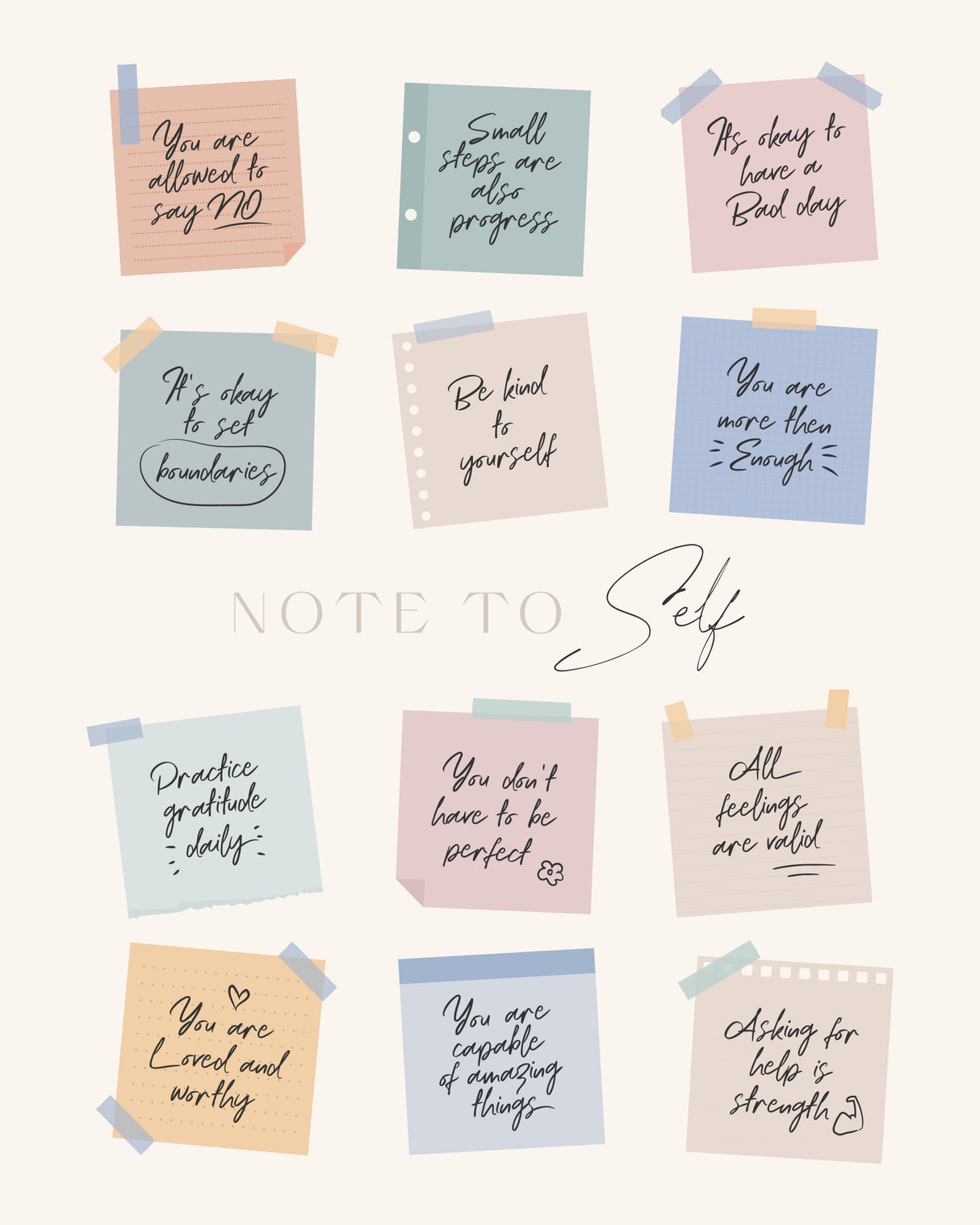 Note To Self Poster och Canvastavla