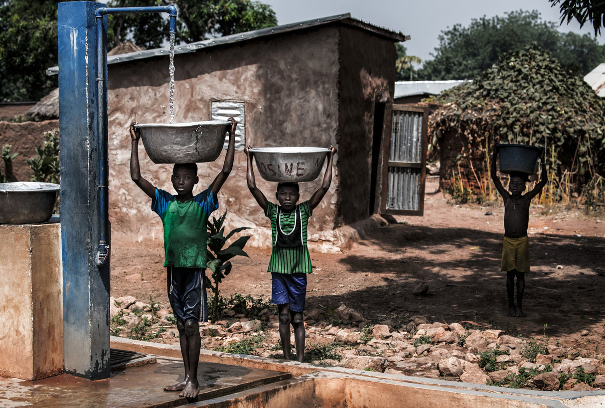 Water supply in a village in Benin Poster och Canvastavla