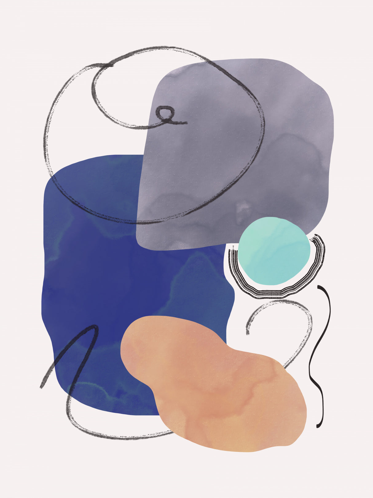 Watercolor Organic Shapes 5 Poster och Canvastavla