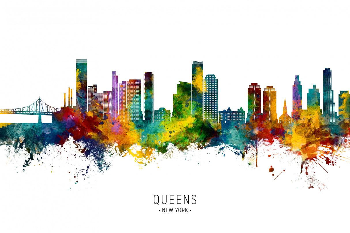 Queens New York Skyline Poster och Canvastavla