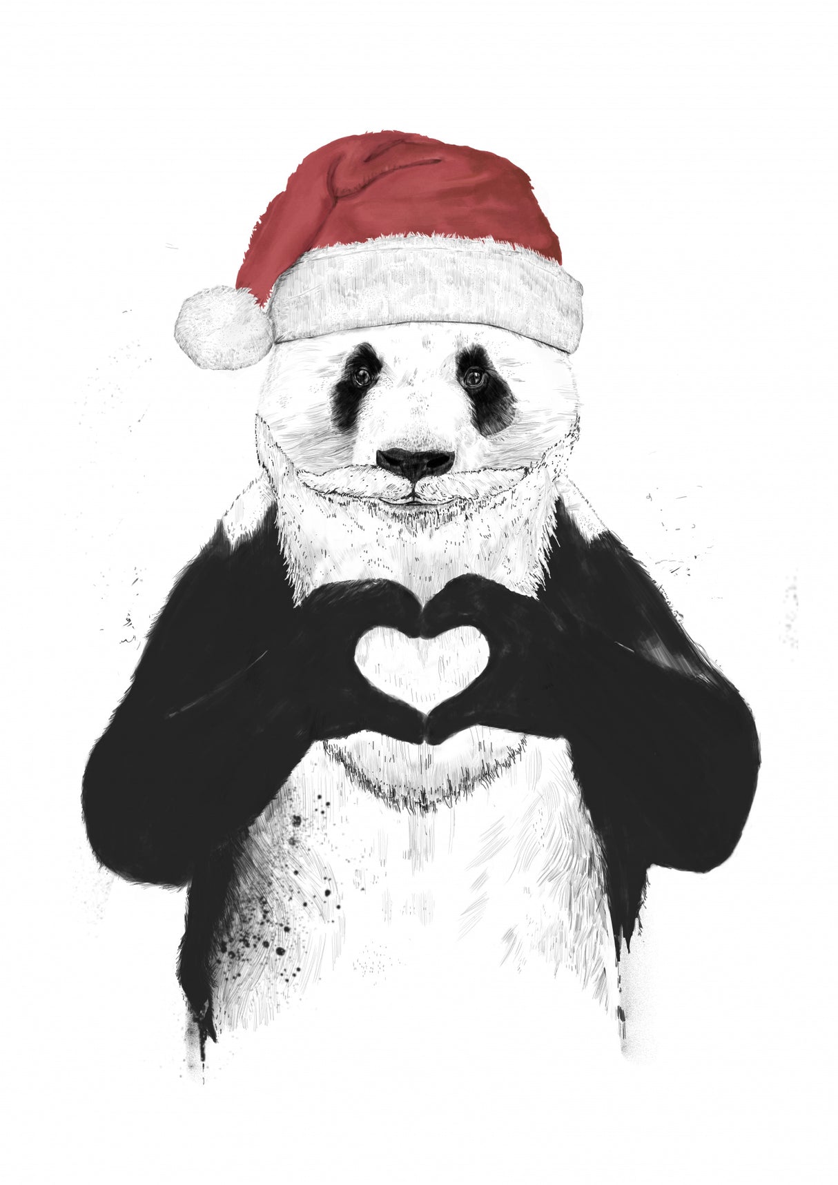 Santa panda Poster och Canvastavla