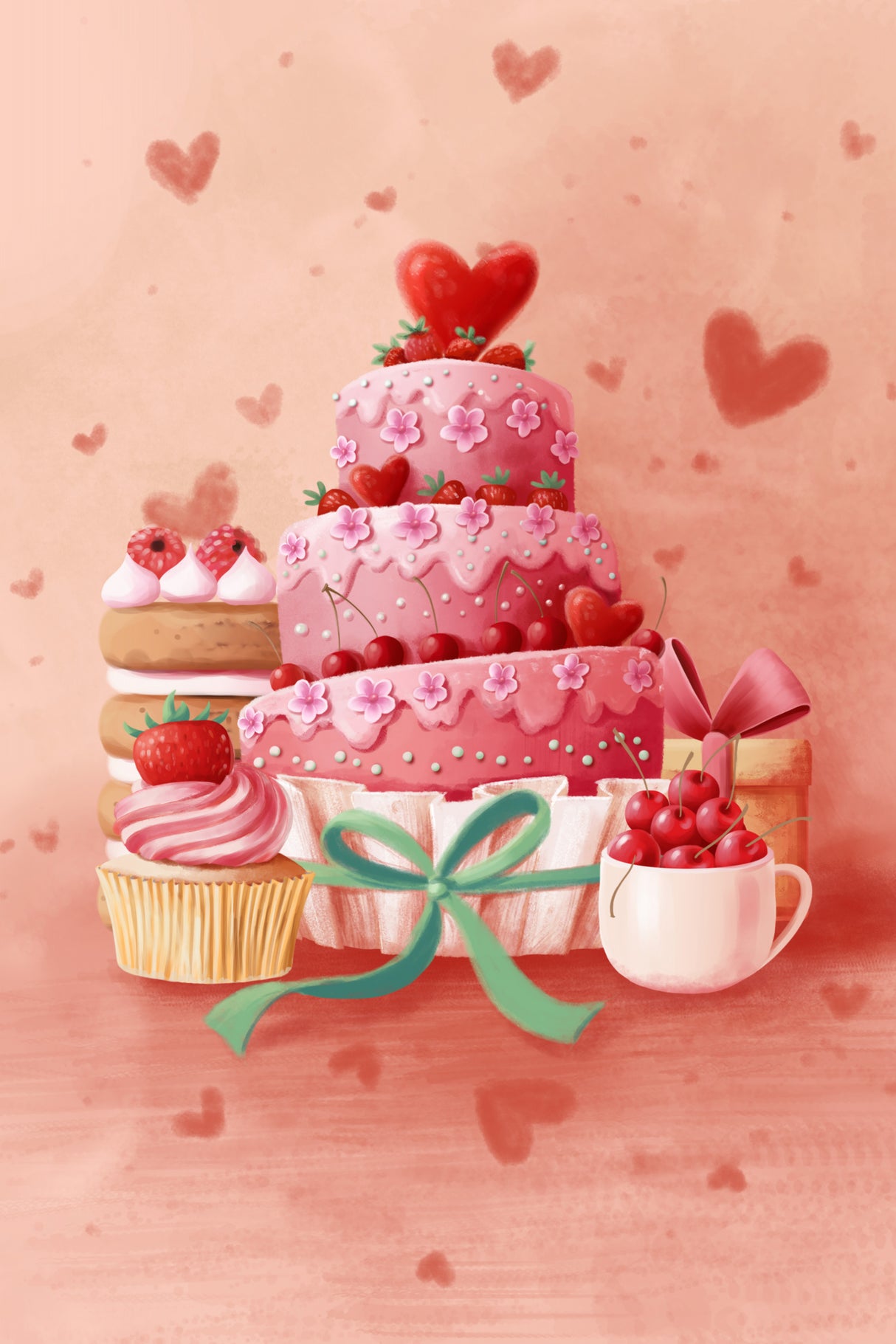 Pink Cake Poster och Canvastavla
