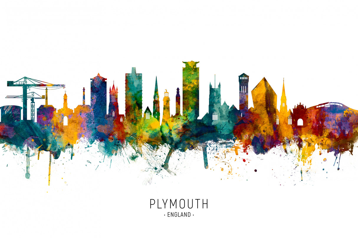 Plymouth England Skyline Poster och Canvastavla