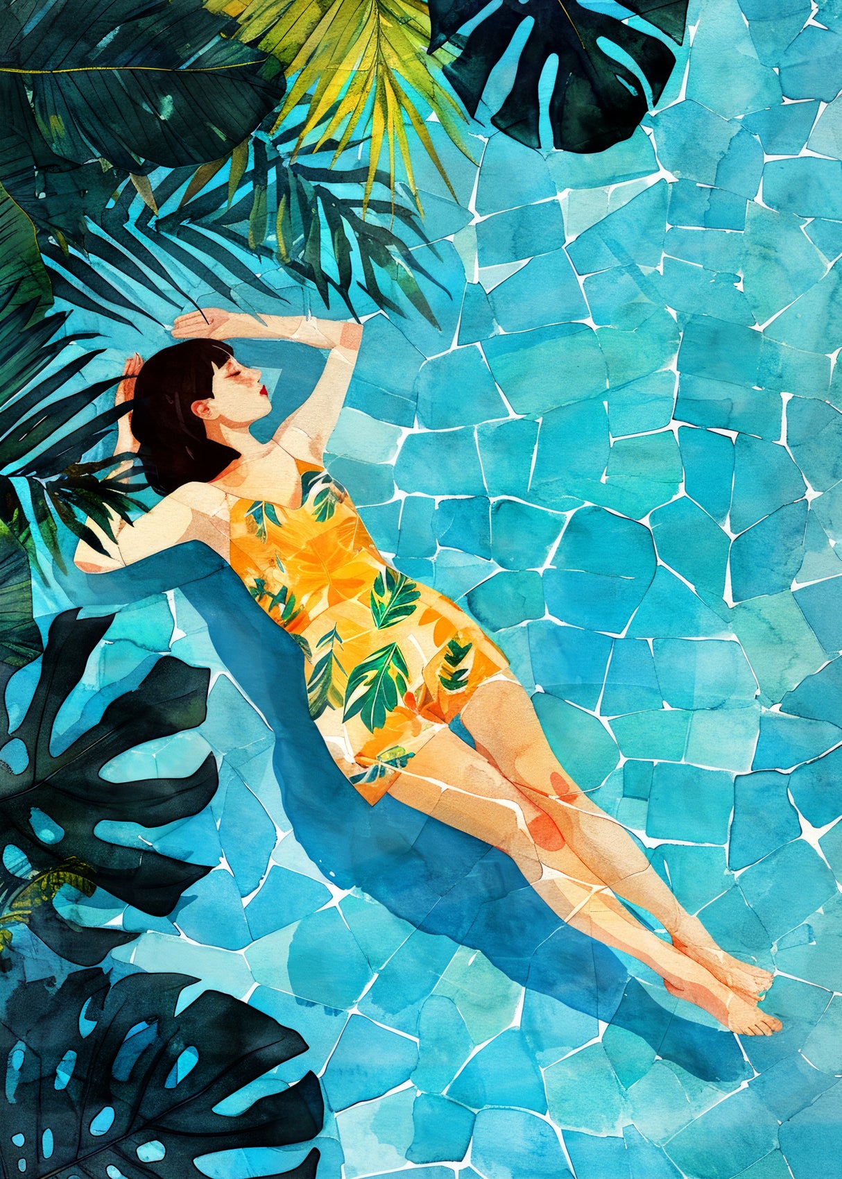 Woman Life Relax At the Pool Poster och Canvastavla