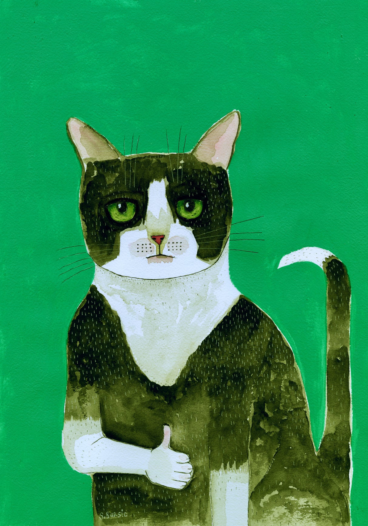 Tuxedo Cat Thumbs Up Poster och Canvastavla