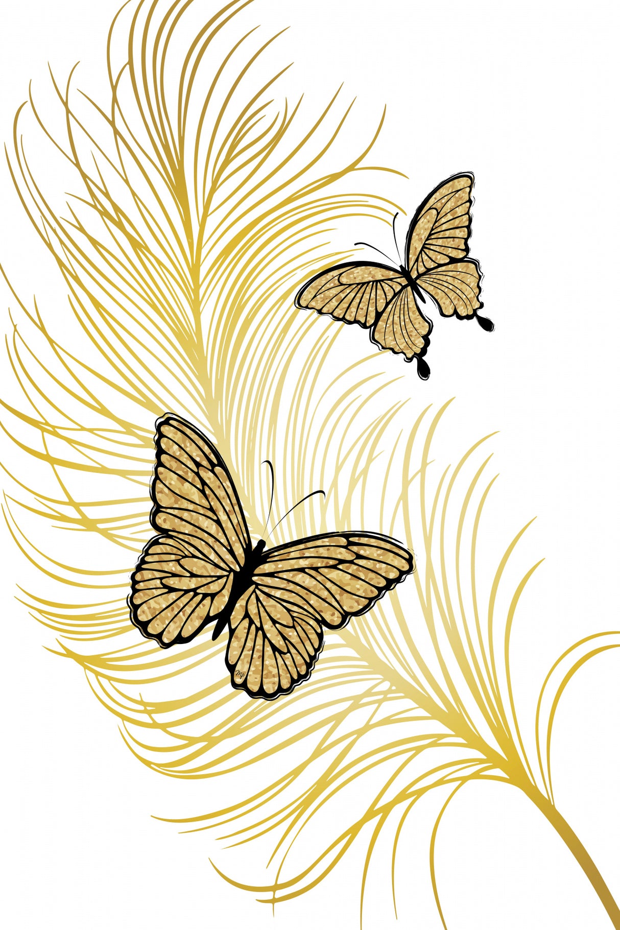Golden Butterflies Poster och Canvastavla