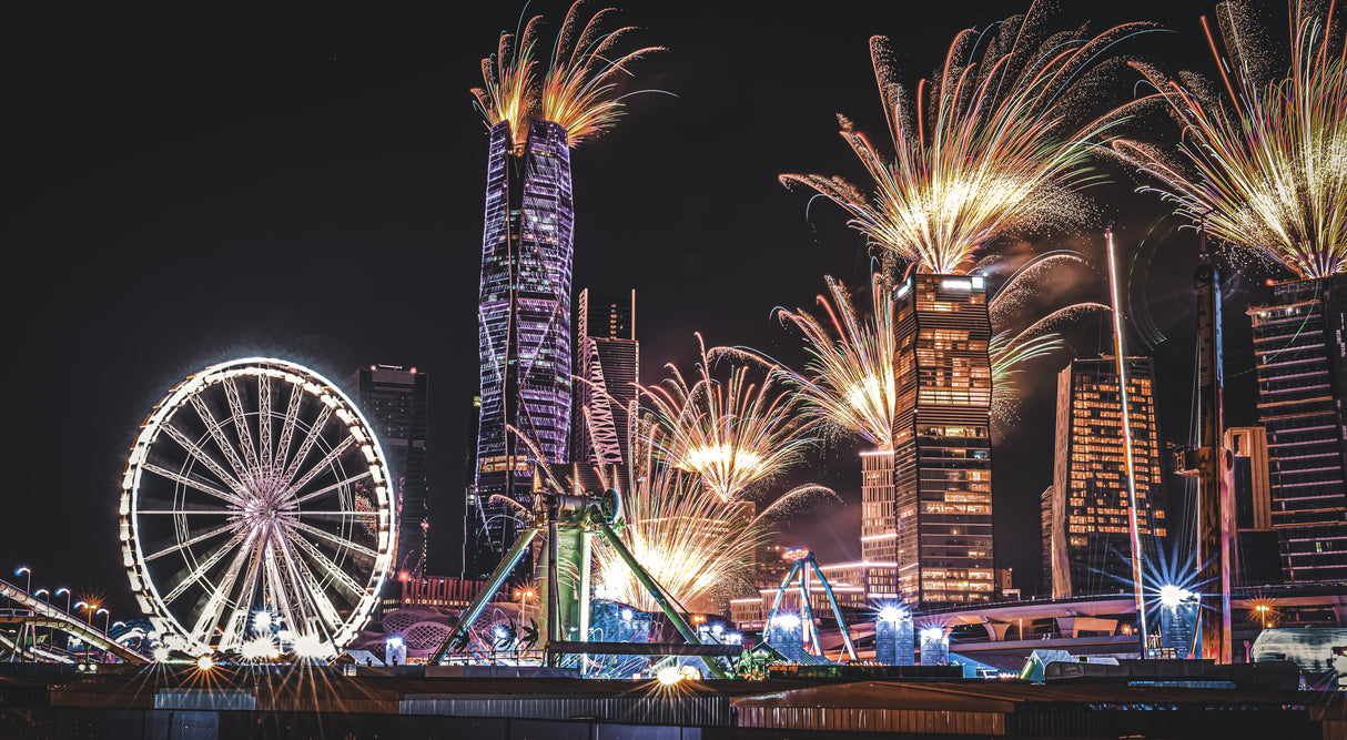 Fire Works at KAFD Riyadh Saudi Arabia Poster och Canvastavla
