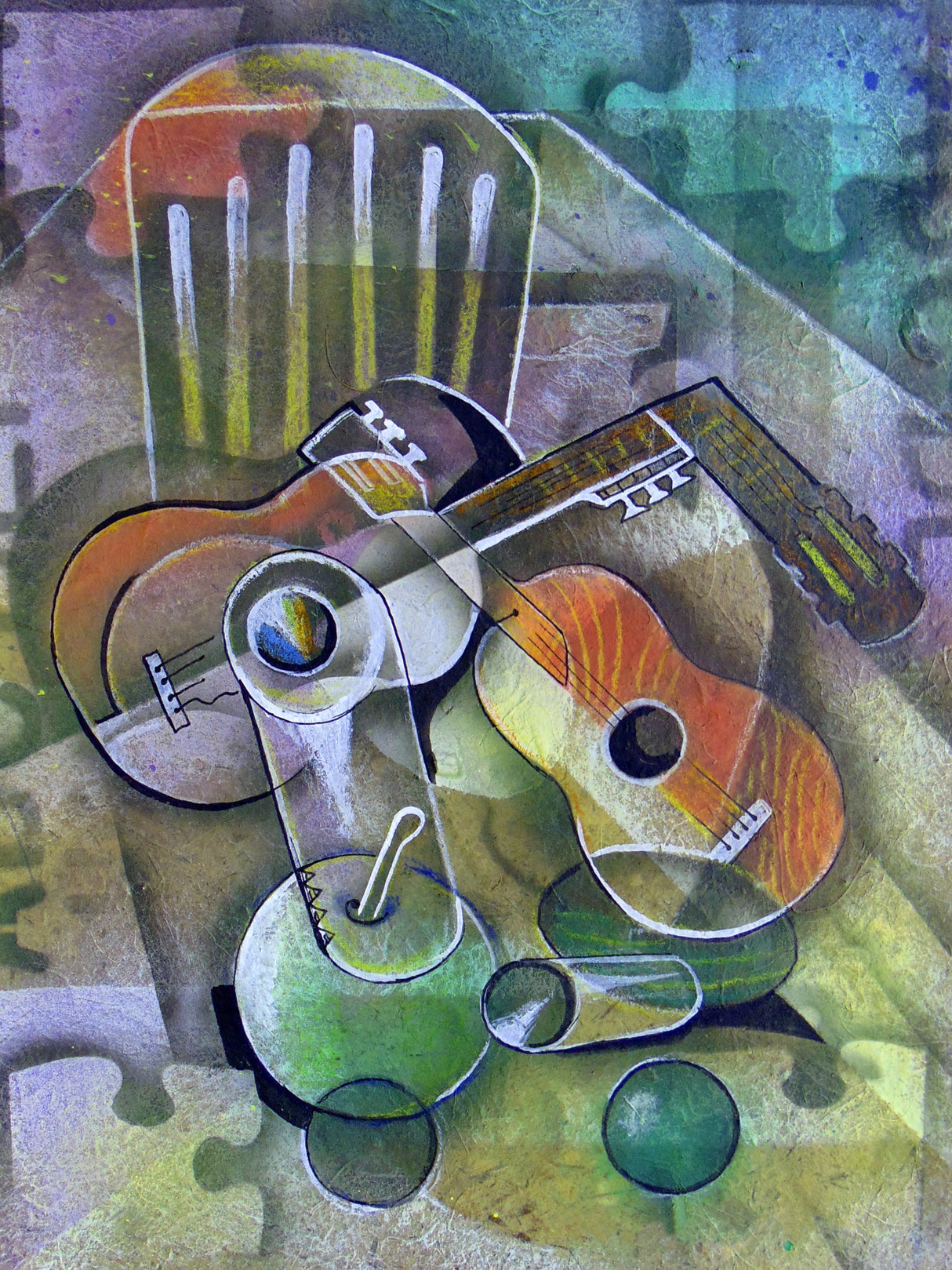 Still Life with Guitars Poster och Canvastavla