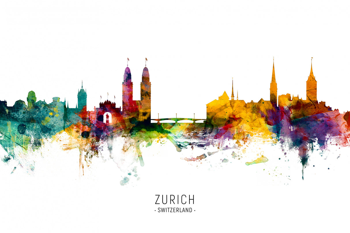 Zurich Switzerland Skyline Poster och Canvastavla