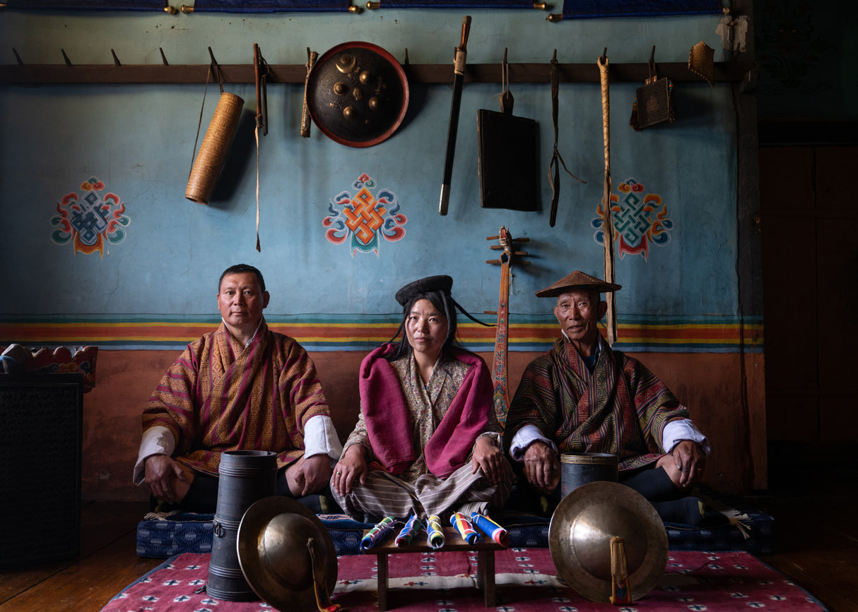 A Moment in Time: Portrait of a Bhutan farmer family near Paro Poster och Canvastavla