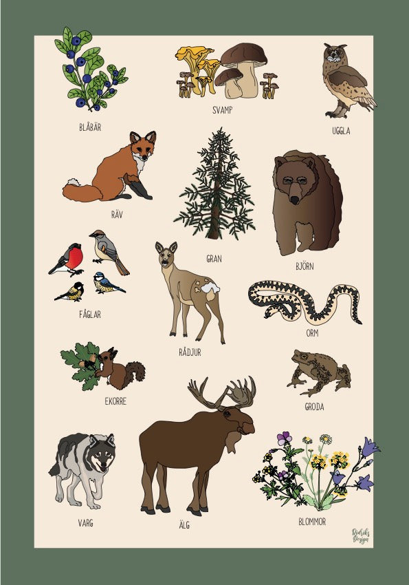 Skogen-barnposters och barntavlor
