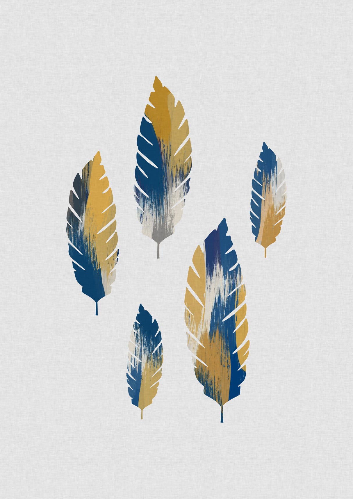 Leaves Blue & Yellow Poster och Canvastavla