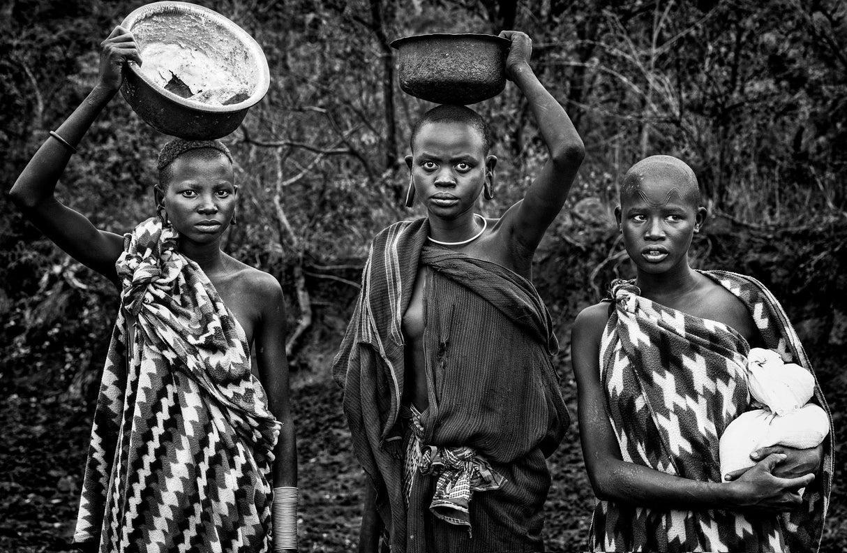 Three surmi tribe girls - Ethiopia Poster och Canvastavla