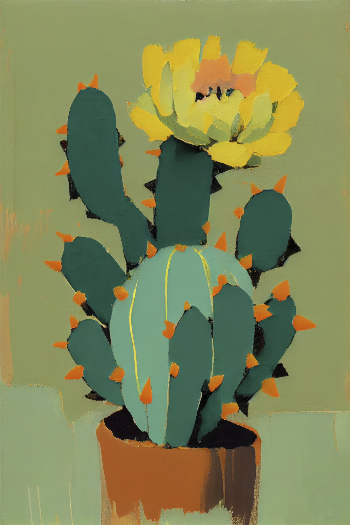 Flowering Cactus Poster och Canvastavla