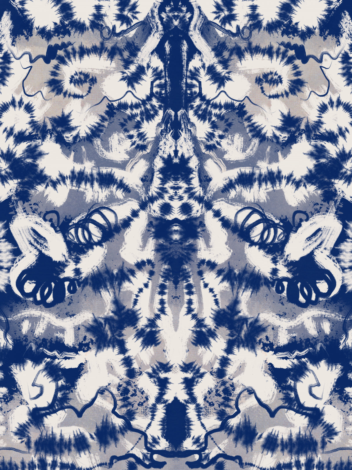 Blue Symmetry With Tie Dye Poster och Canvastavla