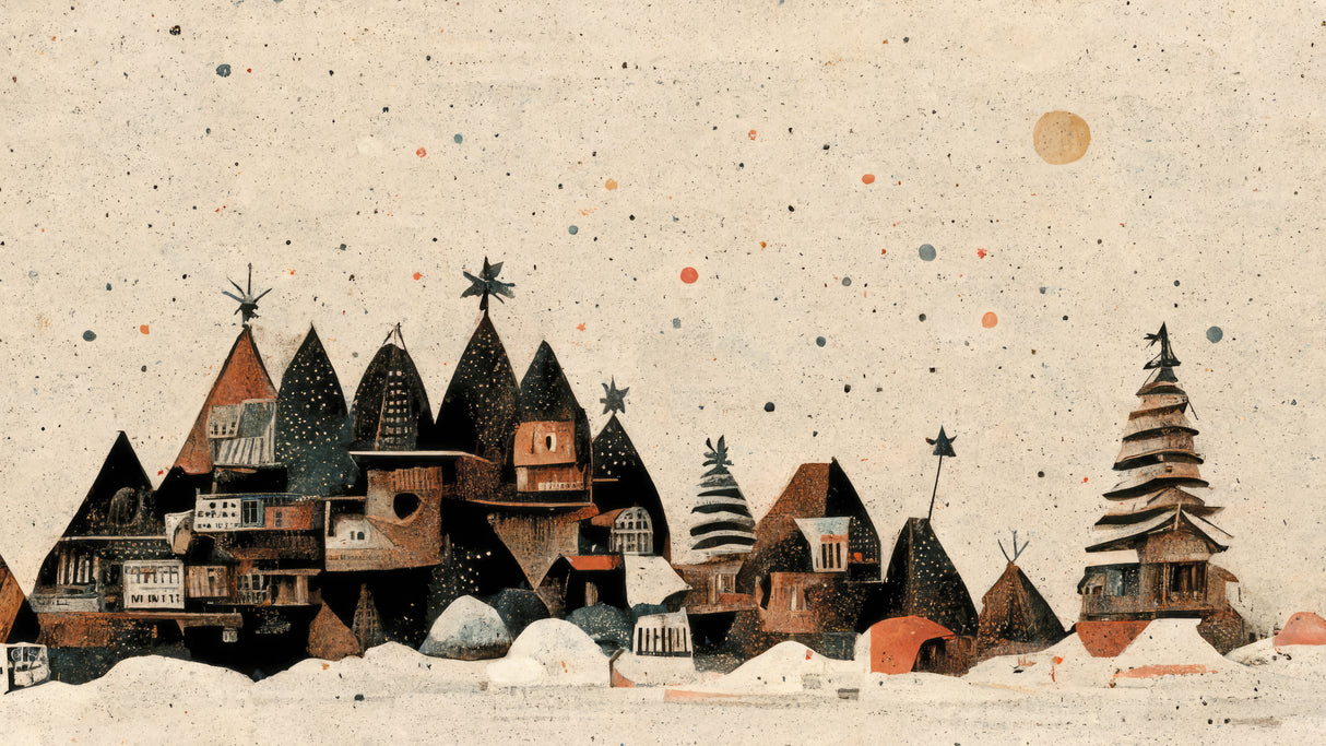Tiny Christmas Town Poster och Canvastavla